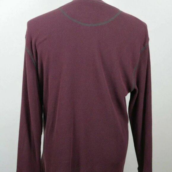 Wrangler Mens Polyester Blend LS Solid Maroon Henley Thermal Sweater Large - Picture 2 of 2